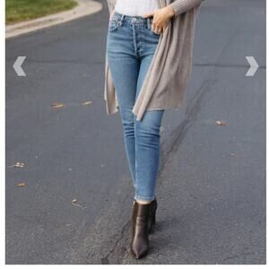 Re/Done Original Women's Jeans Straight Button Fly High Rise Cropped Ankle